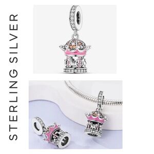 Private Label Pink and Silver Carousel Necklace